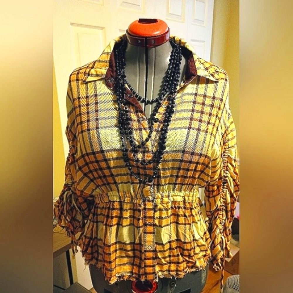 Free People, NWT, Retails $118; Peach Tree Combo Shirt, Boho